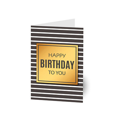 Geburtstagskarten Happy Birthday LUBI44 11,5cm x 17,5cm (BxH) 300g gold/schwarz Chromopapier FSC