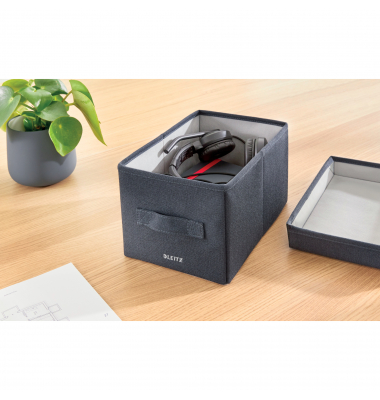 Aufbewahrungsbox Fabric 61460089, ca. 4 Liter, au&szlig;en 285x190x160mm, recycelte Pappe mit Stoff&uuml;berzug, zu 71% recycelbar samtgrau