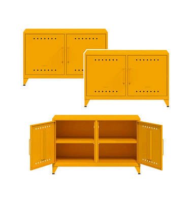 Sideboards Fern Cabby, FERCAB642P3 gelb 4 Fachböden 114,0 x 40,0 x 72,5 cm