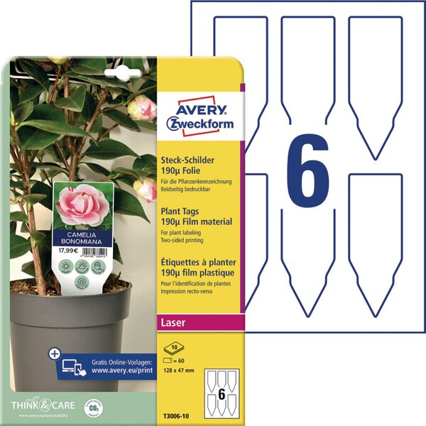 4004182335413 - Steckschilder Folie 190µ 128x47mm 10 Blatt weiß matt mikroperforiert 4004182335413 AVERY Zweckform