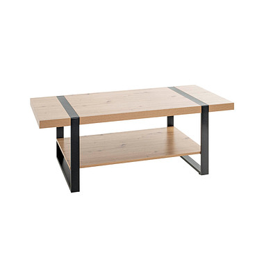Couchtisch, 45cm (H), 120x60cm (BxT), rechteckig, eiche / schwarz