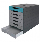 DURABLE Schubladenbox IDEALBOX PLUS  graublau 776306, DIN C4 mit 7 Schubladen