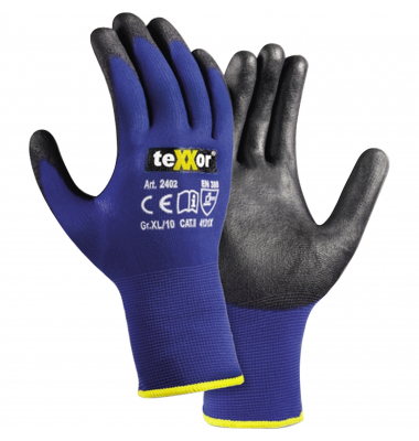 Arbeitshandschuhe TOUCH, 95% Polyurethan, 5% Carbon, blau/schwarz, Gr&ouml;&szlig;e 7 / S
