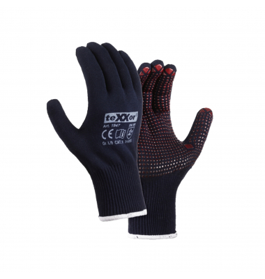 Arbeitshandschuhe, PVC-Noppen, blau/rot, Gr&ouml;&szlig;e 7 / S