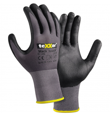 Arbeitshandschuhe BLACK TOUCH, Nitril, grau/schwarz, Gr&ouml;&szlig;e 9 / L