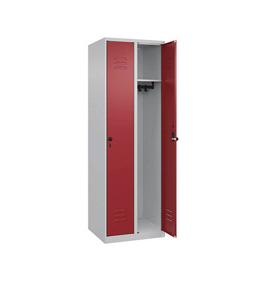CP Spind Classic Plus lichtgrau, rubinrot 080000-20-S10002, 2 Schließfächer 60,0 x 50,0 x 185,0 cm