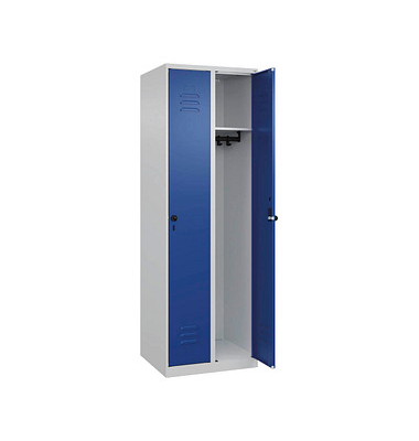 CP Spind Classic Plus lichtgrau, enzianblau 080000-20-S10004, 2 Schließfächer 60,0 x 50,0 x 185,0 cm