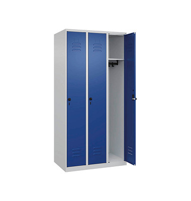 CP Spind Classic Plus lichtgrau, enzianblau 080000-30-S10003, 3 Schließfächer 90,0 x 50,0 x 185,0 cm