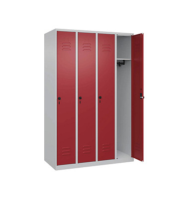 CP Spind Classic Plus lichtgrau, rubinrot 080000-40-S10001, 4 Schließfächer 120,0 x 50,0 x 185,0 cm