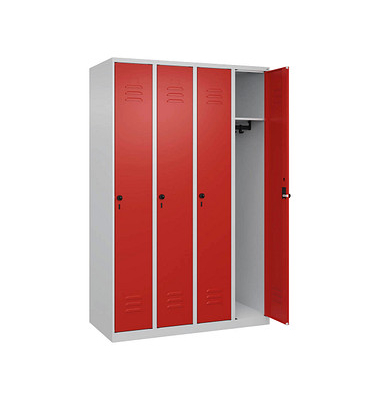 CP Spind Classic Plus lichtgrau, verkehrsrot 080000-40-S10002, 4 Schließfächer 120,0 x 50,0 x 185,0 cm