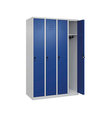 CP Spind Classic Plus lichtgrau, enzianblau 080000-40-S10003, 4 Schließfächer 120,0 x 50,0 x 185,0 cm