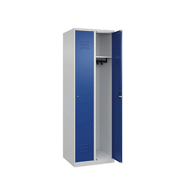 CP Spind Classic Plus lichtgrau, enzianblau 080000-20-S10015, 2 Schließfächer 60,0 x 50,0 x 185,0 cm