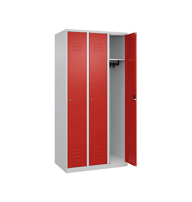 CP Spind Classic Plus lichtgrau, verkehrsrot 080000-30-S10014, 3 Schließfächer 90,0 x 50,0 x 185,0 cm