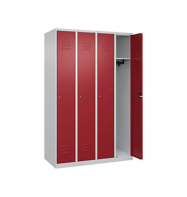 CP Spind Classic Plus lichtgrau, rubinrot 080000-40-S10016, 4 Schließfächer 120,0 x 50,0 x 185,0 cm
