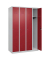 CP Spind Classic Plus lichtgrau, rubinrot 080000-40-S10016, 4 Schließfächer 120,0 x 50,0 x 185,0 cm
