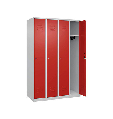 CP Spind Classic Plus lichtgrau, verkehrsrot 080000-40-S10017, 4 Schließfächer 120,0 x 50,0 x 185,0 cm