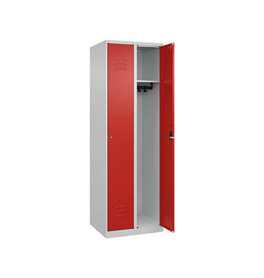 CP Spind Classic Plus lichtgrau, verkehrsrot 080000-20-S10025, 2 Schließfächer 60,0 x 50,0 x 185,0 cm