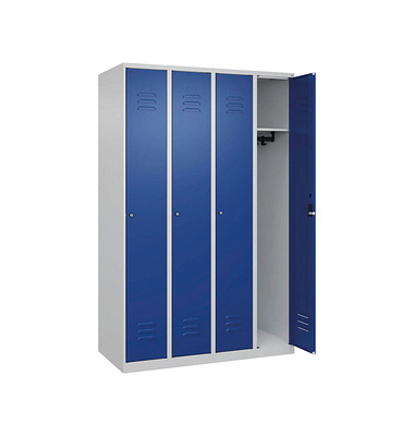 CP Spind Classic Plus lichtgrau, enzianblau 080000-40-S10024, 4 Schließfächer 120,0 x 50,0 x 185,0 cm