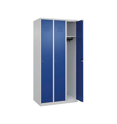 CP Spind Classic Plus lichtgrau, enzianblau 080000-30-S10029, 3 Schließfächer 90,0 x 50,0 x 185,0 cm