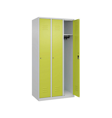 CP Spind Classic Plus clowngrün, lichtgrau 080000-30-S10030, 3 Schließfächer 90,0 x 50,0 x 185,0 cm