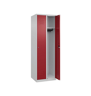 CP Spind Classic Plus lichtgrau, rubinrot 080000-20-S10031, 2 Schließfächer 60,0 x 50,0 x 185,0 cm