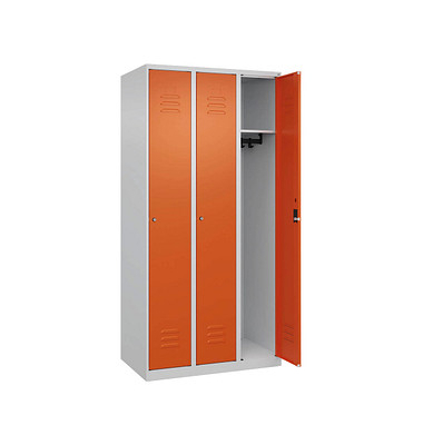 CP Spind Classic Plus reinorange, lichtgrau 080000-30-S10031, 3 Schließfächer 90,0 x 50,0 x 185,0 cm