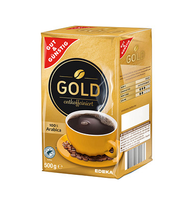 GUT&GÜNSTIG Gold entkoffeiniert Kaffee, gemahlen Arabicabohnen 500,0 g