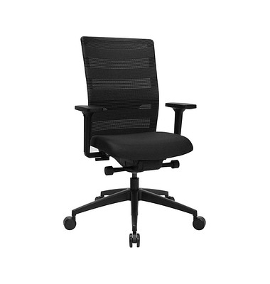 B&uuml;rodrehstuhl SITNESS AIRWORK, schwarz / schwarz, mit Armlehnen, bis 110kg, ohne Kopfst&uuml;tze