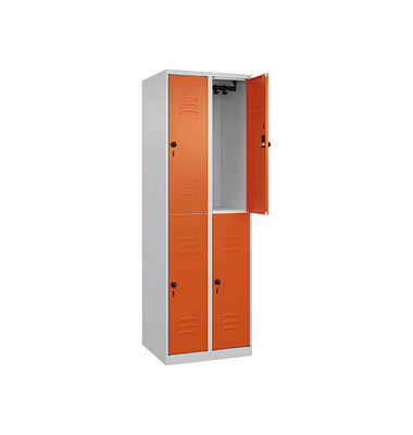 CP Spind Classic Plus reinorange, lichtgrau 080300-20-S10000, 4 Schließfächer 60,0 x 50,0 x 185,0 cm