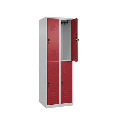 CP Spind Classic Plus lichtgrau, rubinrot 080300-20-S10001, 4 Schließfächer 60,0 x 50,0 x 185,0 cm