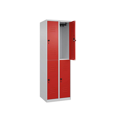 CP Spind Classic Plus lichtgrau, verkehrsrot 080300-20-S10002, 4 Schließfächer 60,0 x 50,0 x 185,0 cm