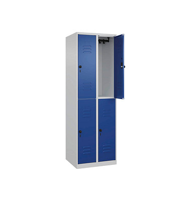 CP Spind Classic Plus lichtgrau, enzianblau 080300-20-S10003, 4 Schließfächer 60,0 x 50,0 x 185,0 cm