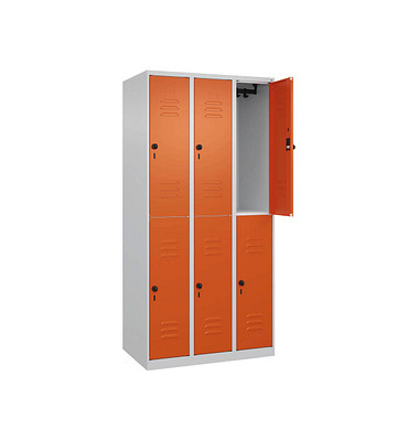 CP Spind Classic Plus reinorange, lichtgrau 080300-30-S10000, 6 Schließfächer 90,0 x 50,0 x 185,0 cm