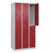 CP Spind Classic Plus lichtgrau, rubinrot 080300-30-S10001, 6 Schließfächer 90,0 x 50,0 x 185,0 cm