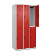 CP Spind Classic Plus lichtgrau, verkehrsrot 080300-30-S10002, 6 Schließfächer 90,0 x 50,0 x 185,0 cm