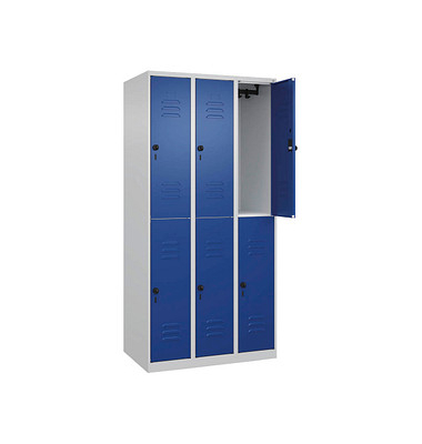 CP Spind Classic Plus lichtgrau, enzianblau 080300-30-S10003, 6 Schließfächer 90,0 x 50,0 x 185,0 cm