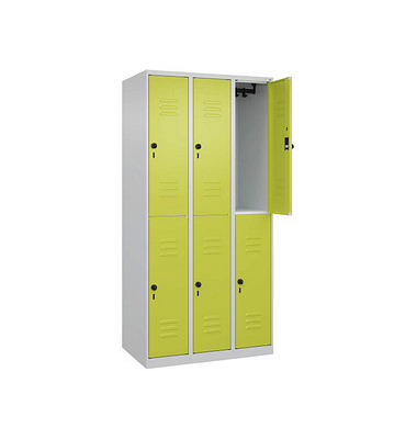CP Spind Classic Plus clowngrün, lichtgrau 080300-30-S10009, 6 Schließfächer 90,0 x 50,0 x 185,0 cm