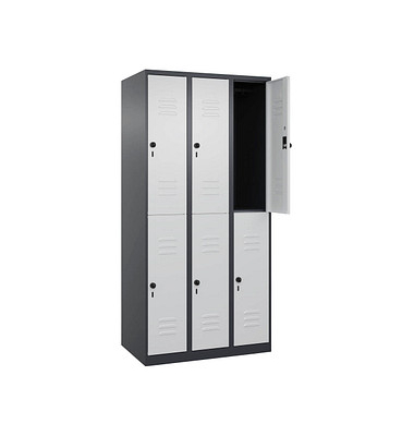 CP Spind Classic Plus anthrazitgrau, lichtgrau 080300-30-S10011, 6 Schließfächer 90,0 x 50,0 x 185,0 cm