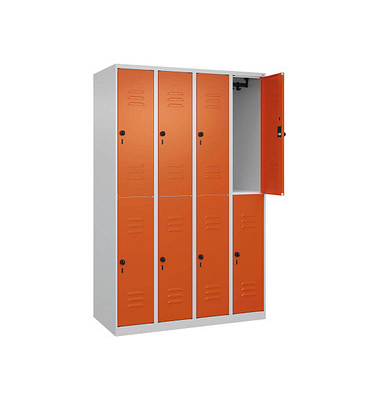 CP Spind Classic Plus reinorange, lichtgrau 080300-40-S10000, 8 Schließfächer 120,0 x 50,0 x 185,0 cm