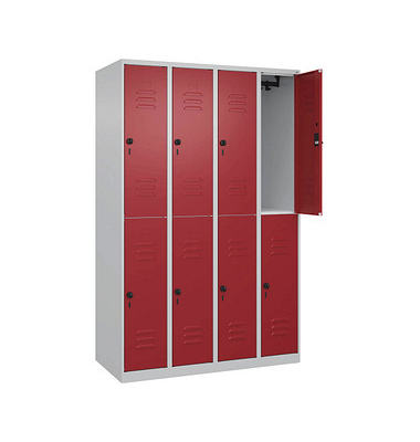 CP Spind Classic Plus lichtgrau, rubinrot 080300-40-S10001, 8 Schließfächer 120,0 x 50,0 x 185,0 cm