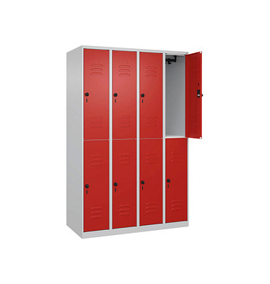 CP Spind Classic Plus lichtgrau, verkehrsrot 080300-40-S10002, 8 Schließfächer 120,0 x 50,0 x 185,0 cm