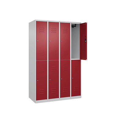 CP Spind Classic Plus lichtgrau, rubinrot 080300-40-S10021, 8 Schließfächer 120,0 x 50,0 x 185,0 cm