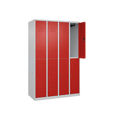 CP Spind Classic Plus lichtgrau, verkehrsrot 080300-40-S10029, 8 Schließfächer 120,0 x 50,0 x 185,0 cm