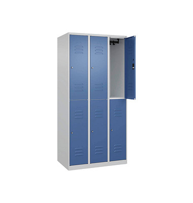 CP Spind Classic Plus lichtgrau, fernblau 080300-30-S10029, 6 Schließfächer 90,0 x 50,0 x 185,0 cm