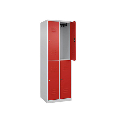 CP Spind Classic Plus lichtgrau, verkehrsrot 080300-20-S10040, 4 Schließfächer 60,0 x 50,0 x 185,0 cm
