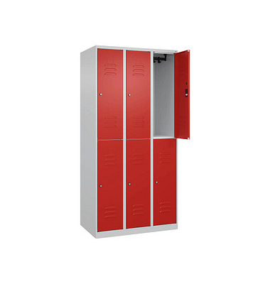 CP Spind Classic Plus lichtgrau, verkehrsrot 080300-30-S10036, 6 Schließfächer 90,0 x 50,0 x 185,0 cm