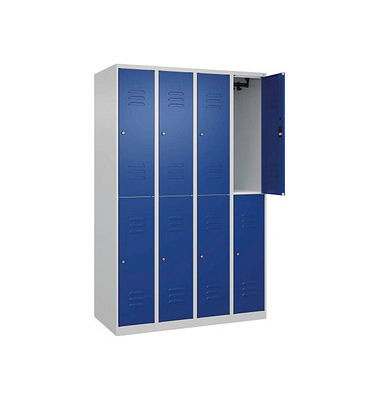 CP Spind Classic Plus lichtgrau, enzianblau 080300-40-S10039, 8 Schließfächer 120,0 x 50,0 x 185,0 cm