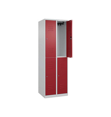CP Spind Classic Plus lichtgrau, rubinrot 080300-20-S10046, 4 Schließfächer 60,0 x 50,0 x 185,0 cm
