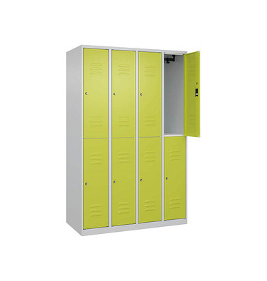 CP Spind Classic Plus clowngrün, lichtgrau 080300-40-S10046, 8 Schließfächer 120,0 x 50,0 x 185,0 cm