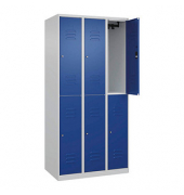 CP Spind Classic Plus lichtgrau, enzianblau 080300-30-S10046, 6 Schließfächer 90,0 x 50,0 x 185,0 cm